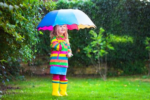 a image of a girl with a umbrella in the rain