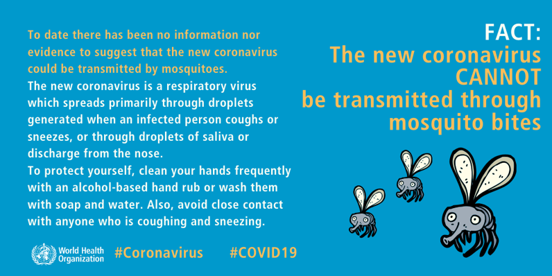 COVID-19 is not transmitted by mosquitoes