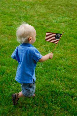 Little boy with american flag
