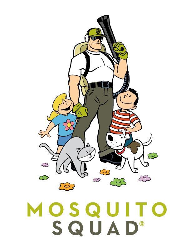 Mosquito Squad illustration with kids and a dog.