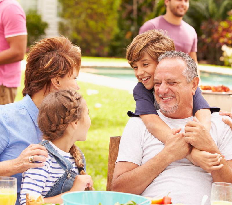 A family at a BBQ