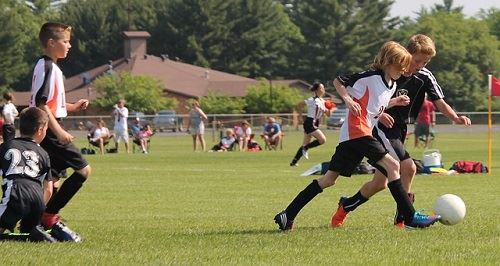 Kids playing soccer