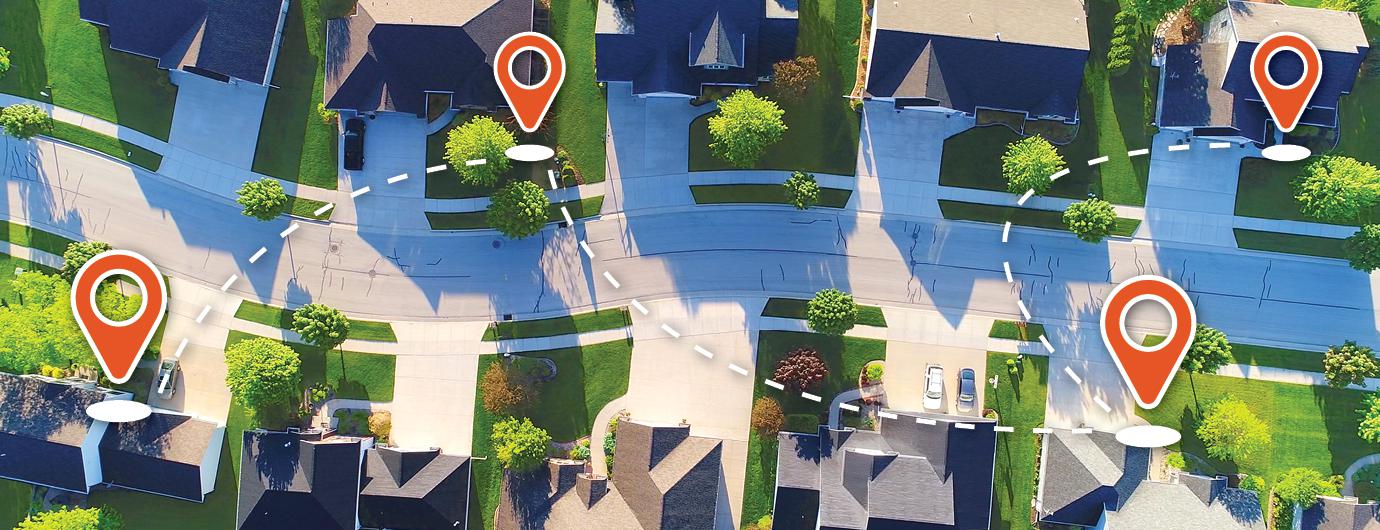 Aerial shot of houses