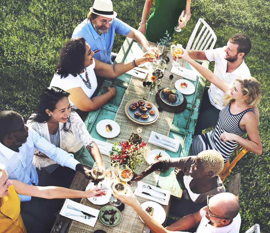 Group of people enjoying outdoor picnic